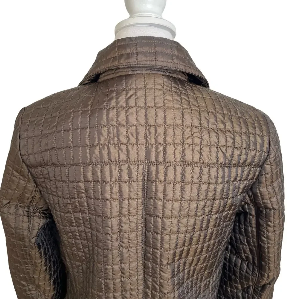 Carole Little Jacket Small Metallic Bronze Quilted Twist Metal Buttons Classic